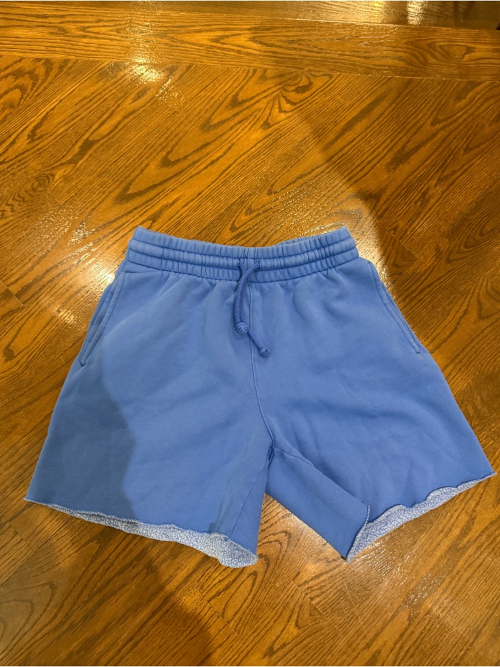 Aritzia Periwinkle Blue Fleece Drawstring Shorts cobalt blue